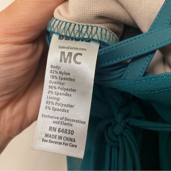 WEISSMAN balera Dance Costume green Mock Neck Power Mesh Romper SM11785 MC child - Picture 6 of 9